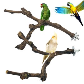Allazone 4-Piece Bird Perch - Natural Grapevine Stick Swing Chewing Toys for Parrot Cages, Cockatiels, Parakeets, Finches