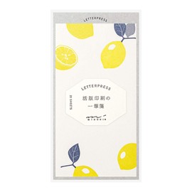 1 Pencil Notebook, Letterpress Lemon Pattern, 89481 (14), 20 Sheets Unruled, Stationery for Adult Women, Midori