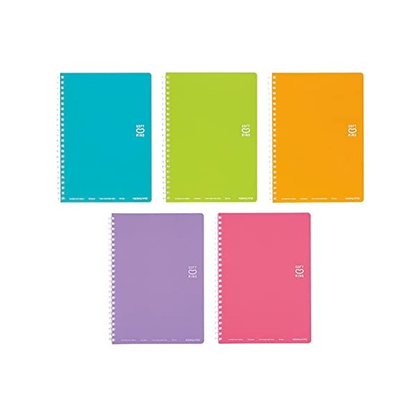 Kokuyo Soft Ring Notebook, Ruled with Dots, A5 (SV331BT), 2 Colors, Set of 5