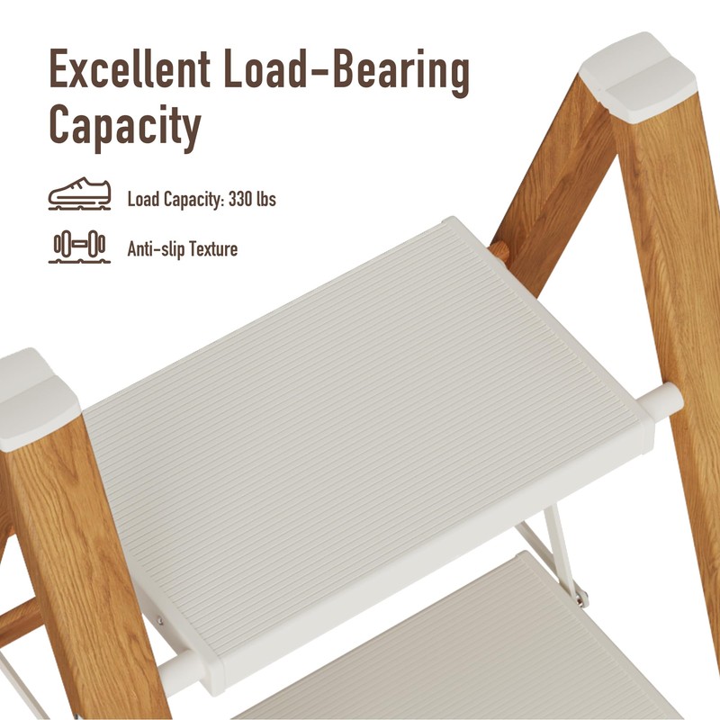 Mayi Plus 3 Step Lightweight Aluminum Folding Ladder, Portable Step