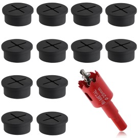 Desk Grommet, 1 Inch（25mm） Flexible Cable Grommet, Desk Hole Cover for Cables with Hole Saw,Plastic Cable Cord Wire Hole Cover for Desk, Table,Cabinet,Countertop and Other Furniture(Black,13Pack)