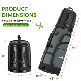 UNIHIMAL Golf Travel Bag with PC Hard Case Top, 1680D Heavy Duty Oxford Fabric Golf Clubs Travel Bags for Airlines with Wheels, Wear-Resistant, Foldable（Neutral Gray）