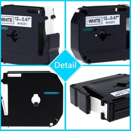 SuperInk 2 Pack Black on White Label Tape Compatible for Brother MK231 M-K231 M231 PT-100 PT-45 PT-55 PT-65 PT-70 PT-80 PT-85 PT-90 Thermal P-Touch Printer(12mm 1/2inch x 8m 26.2ft)