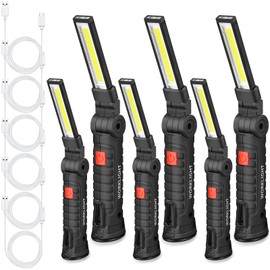 Tuanse 6 Pcs Fathers Day Tool Gifts Rechargeable LED Work Light with Magnetic Base and 360° Rotate Magnetic Flashlights for Mechanics Car Repair Home Garage Camping Gifts for Men Dad (Large and Small)