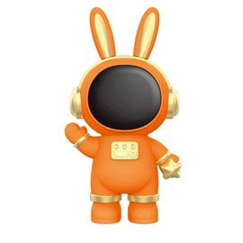 Hosoncovy Rabbit Astronaut Piggy Bank Coin Bank Spaceman Money Box Astronaut Figurine Decor Desktop Sculpture Statue (Orange)