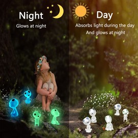 Tree Elf Figures, Pack of 15 Tree Elves Princess Mononoke Dangle Elves Garden Decoration Kodama Luminous Ghost Figures Forest Ghost Anime Decoration Glow In The Dark Garden Decoration for Micro