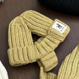 Dog's Ribbed Quad Knit Winter Beanie - Beige, 1PC Fashion Small