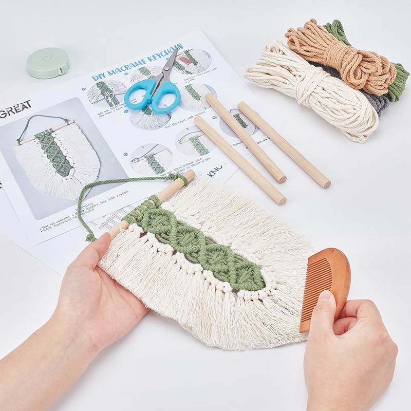 PLIGREAT 3 Sets DIY Macrame Leaves Wall Hanging Kit Macrame