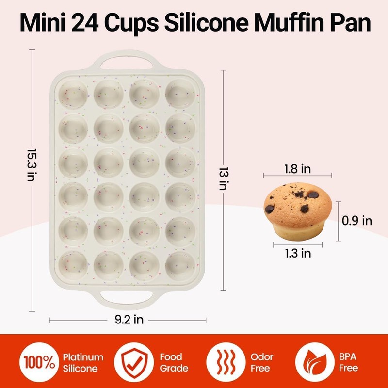 CAKETIME Mini Muffin Pan, Metal Reinforced Frame Mini Cupcake Pans