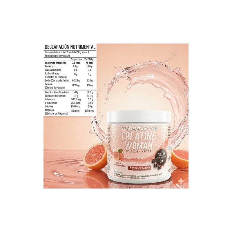 Creatina 5g + Bcaa+colágeno Splash Hydrashot Hydramatrix 300g Limonada Rosa