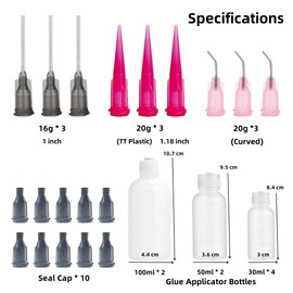 KIGITIK 8 Pack 30ml+50ml+100ml Precision Applicator Bottle, Glue Tip Bottle, Tip Squeeze Bottle, Glue Applicator Bottles, for Paint, Quilling, Craft, Ink, Oil