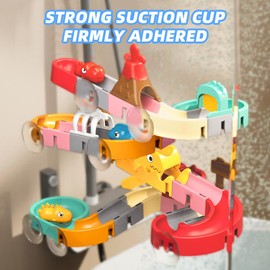 OBEST Badespielzeug Kinder Badewannenspielzeug ab 3 4 5 Jahre,DIY Montiert Dinosaurier Track Badewanne Spielzeug,Kinder Badespaß Geschenk Mädchen Junge (45 Pcs)