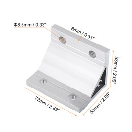 uxcell 2Pcs 90 Degree Angle Aluminum Profile Corner Brackets, Corner Brace Joint Connectors for 8080 Series (Silver Tone)
