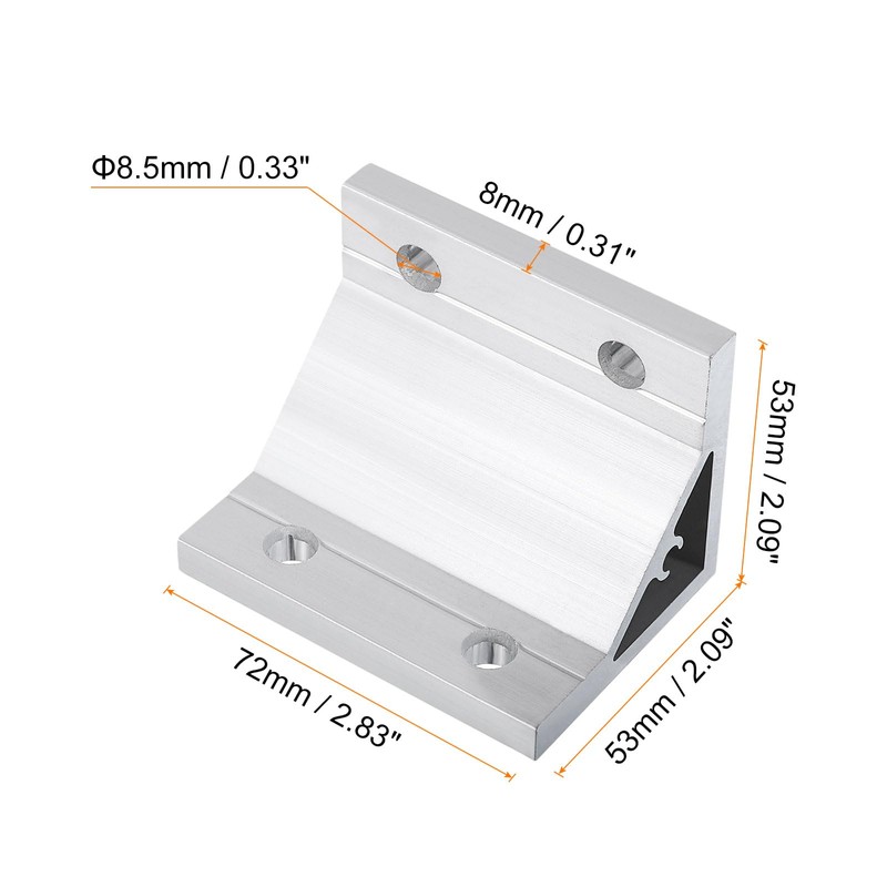 uxcell 2Pcs 90 Degree Angle Aluminum Profile Corner Brackets, Corner