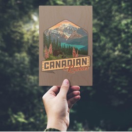 Canadian Rockies, Bear and Spring Flowers, (4x6 Birch Wood Postcards, 2-Pack Stationary, Rustic Home Wall Decor)