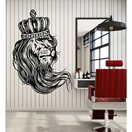Vinyl Wall Decal Crown Animal Cat Lion Mane Predator King Stickers Mural Large Decor (g2459) Black