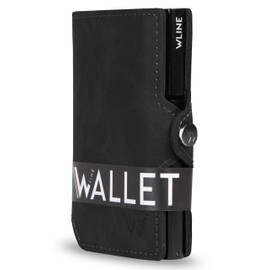 WLine Credit Card Holder for Men and Bank Note Holder Wallet with RFID Blocking PU Leather, black, Classic