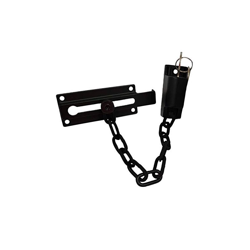 QCAA Keyed Chain Door Lock, Die Cast Construction, Matte Black,