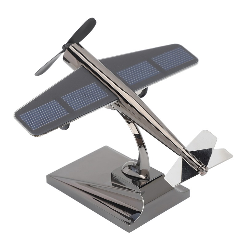 Solar Airplane Rotating Propellers Zinc Alloy Plastic Easy Assembly Solar