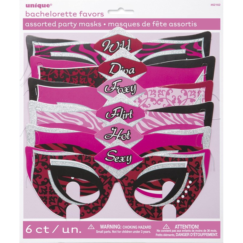 Unique Party 62162 - Hen Party Masks, Assorted Pack of