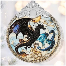 Dragon Christmas Ornaments for Christmas Tree Dragon Stained Glass Ornament Hanging Fantasy Ornaments for Xmas Holiday Home Decor Gift Exchanges Idea(wing1)