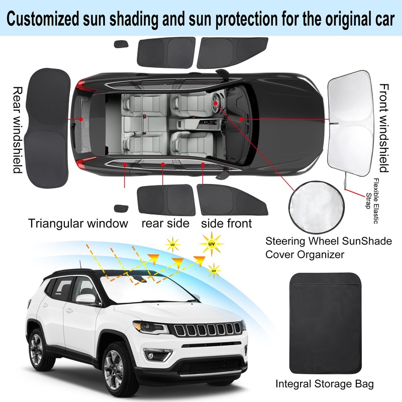 TINGLU Window Shades for Jeep Compass 2017-2024 Accessorie Car Side