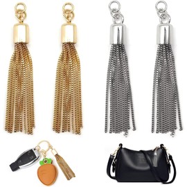 Pack of 4 Metal Tassels, Pendant Bag Chain Tassel, Tassel Pendant Key Chain, Tassel Tassel, for Handbag, Bag, Purse, Hardware Accessories, DIY Craft Decor, Tassel Chain for Bag, Metal