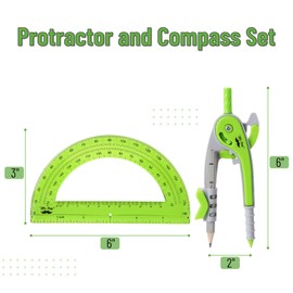 Mr. Pen- Compass and Protractor Set, Math Compass for Geometry and Drawing