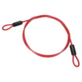 PATIKIL 3/16" Dia Vinyl Coated Stainless Steel Cable with Loops, 5ft (60") Flexible Wire Rope Security Chain Lanyard Lock for Outdoor Stage Lighting Luggage Lock, Red