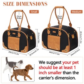 PetsHome Dog Carrier Purse, Pet Carrier, Foldable Waterproof Premium Nylon Pet Travel Portable Bag Carrier for Cat and Small Dog Home/Outdoor Small Black
