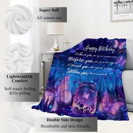 VODRM Birthday Gifts,Unique Best Gift Blanket 50x60in for Women Girls,Butterfly and Jar Love Blankets,Ideas for Mom Sister Wife Female Daughter Grandma Lightweight Throw,Happy Festival Party Decor