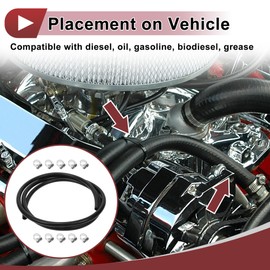 HEROFFIX 1 Set 3/8" Fuel Line Kit 8ft Vacuum Hose Automotive Fuel Hose with 10 Clamps Black NBR Rubber