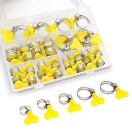 40Pcs Adjustable Hose Clamps Kit 8-29mm Key-Type Stainless Steel Thumb Screw Worm Gear Hose Clamp with Handle for Water Pipe Plumbing Fuel lines Cables Automotive and Mechanical Application