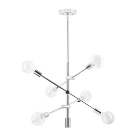 Linea di Liara Stella Large Polished Chrome Sputnik Light Fixture Mid Century Modern Chandelier Light Fixtures Ceiling Sputnik Pendant Lighting Starburst Chandelier, UL Listed