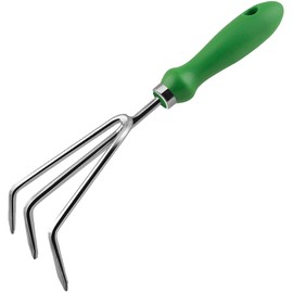 Garden Rake Heavy Duty Stainless Steel Hand Rake Gardening Tools 3 Prong Hand Claw with Ergonomic Handle Soil Tiller Garden Fork Cultivator for Garden Weeding Turning Soil