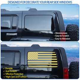Rear Side Window American Flag Decals Fit for 2005-2009 Hummer H3, Tailgate Side Window Sticker, American Flag Rear Side Window Decal Sticker Accessories, 2PCS (Yellow)