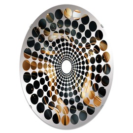 DesignQ 0 wall mirror, Oval Glam, Modern mirror, Round Gold bathroom mirror, 0 vanity mirror Midnight Mystique In Gold And Black printed mirror decor, oval mirror 20x30