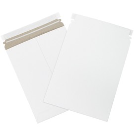 Aviditi 9 x 11 1/2" Stayflats Brand Rigid Flat Mailers, White (Pack of 100) Photo Document Mailers, Peel & Seal Closure, Tear Strip Easy Opening.
