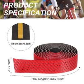 PATIKIL PU EVA Bike Handlebar Tape, 1 Pair Soft Bicycle Bar Tape Anti-Slip One Size with End Plugs for Road Cycling Folding, Red