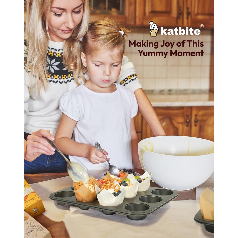 Katbite Tulip Cupcake Liners 200PCS, Muffin Baking Cups ProSmooth Brown