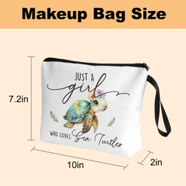 TiTkaiVi Sea Turtle 2 Packs Canvas Makeup Bag Gifts with Turtle Nurse Badge Reel for Women Turtle Lovers, Funny Gifts for Turtles Lovers