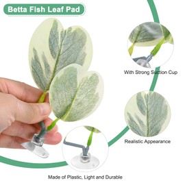 M METERXITY 1-Pack Betta Fish Leaf Pad, Hammock Plant Leaf Pad, Realistic Resting Fish Rest Bed for Fish Tank Decorations/Aquarium Accessories [Light Green and White, Grape Leaves-Shaped]