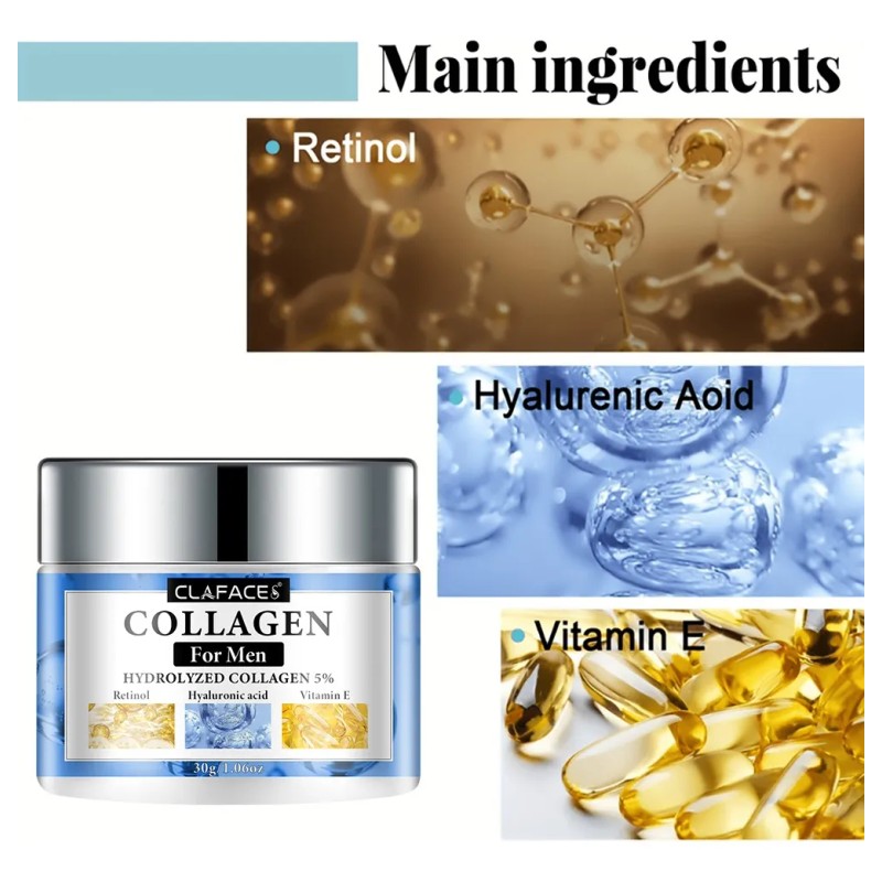Crema Colágeno Para Hombre Retinol,vitaminae,hialurónico60gr Mixta Día/noche