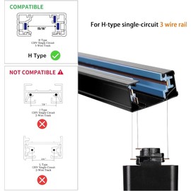 Yuemegou Aluminum Alloy Shell H Type Track Lighting Rails 4PCS 13 FT (3.28 * 4) with Extra 4 I Connectors, Cables and Wall Anchors,120V Single Circuit 3-Wire H LED Track Lighting Heads