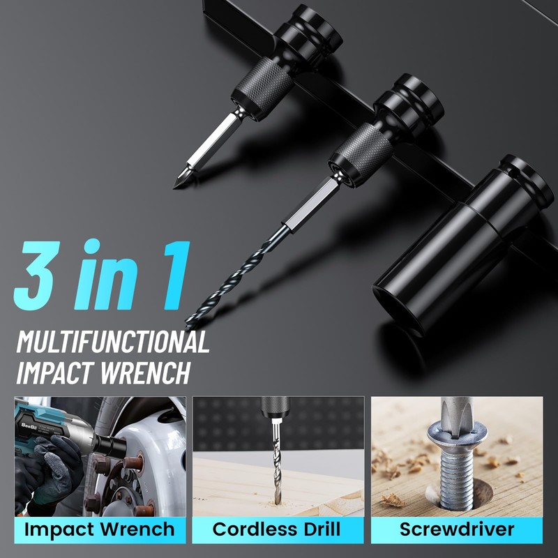 Seesii Cordless Impact Wrench 1/2 inch, High Torque 479 Ft-lbs(650Nm)