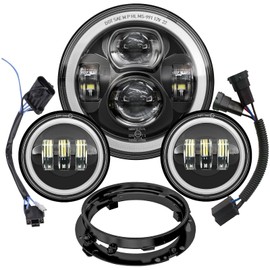 7 Inch Motorcycle LED Headlight 4.5" Fog Passing Lamps DOT Kit For Harley Davidson Fat boy Street Glide Road King Electra Glide Ultra Classic Heritage Softail Slim Deluxe 107 Yamaha Road Star V Star