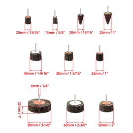 QWORK® Pack of 20 Flap Sander Set, Flap Sander, 10 Different Sizes, Sanding Compartments Grit 80, for Rust Removal, Polishing