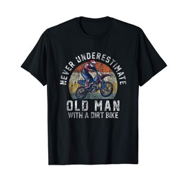 Mens Motocross Dirt Bike Biking Grandpa Old Man Vintage T-Shirt