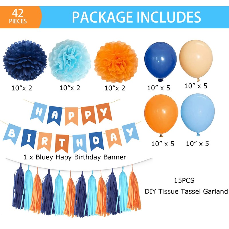 42PCS Navy Light Blue Aqua Orange Blue Dog 1st 2
