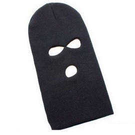 SUNTRADE 2Pcs 3 Hole Face Mask Winter Beanie Ski Snowboard Hat Cap Wear Stylish Balaclava Black